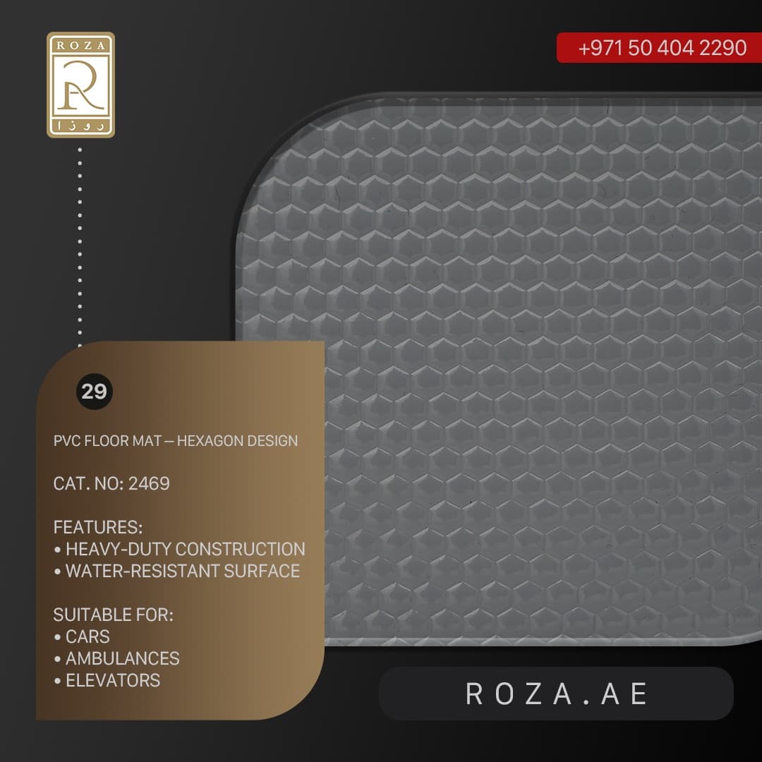 PVC Floor Mat — Hexagon Design — Grey (29)